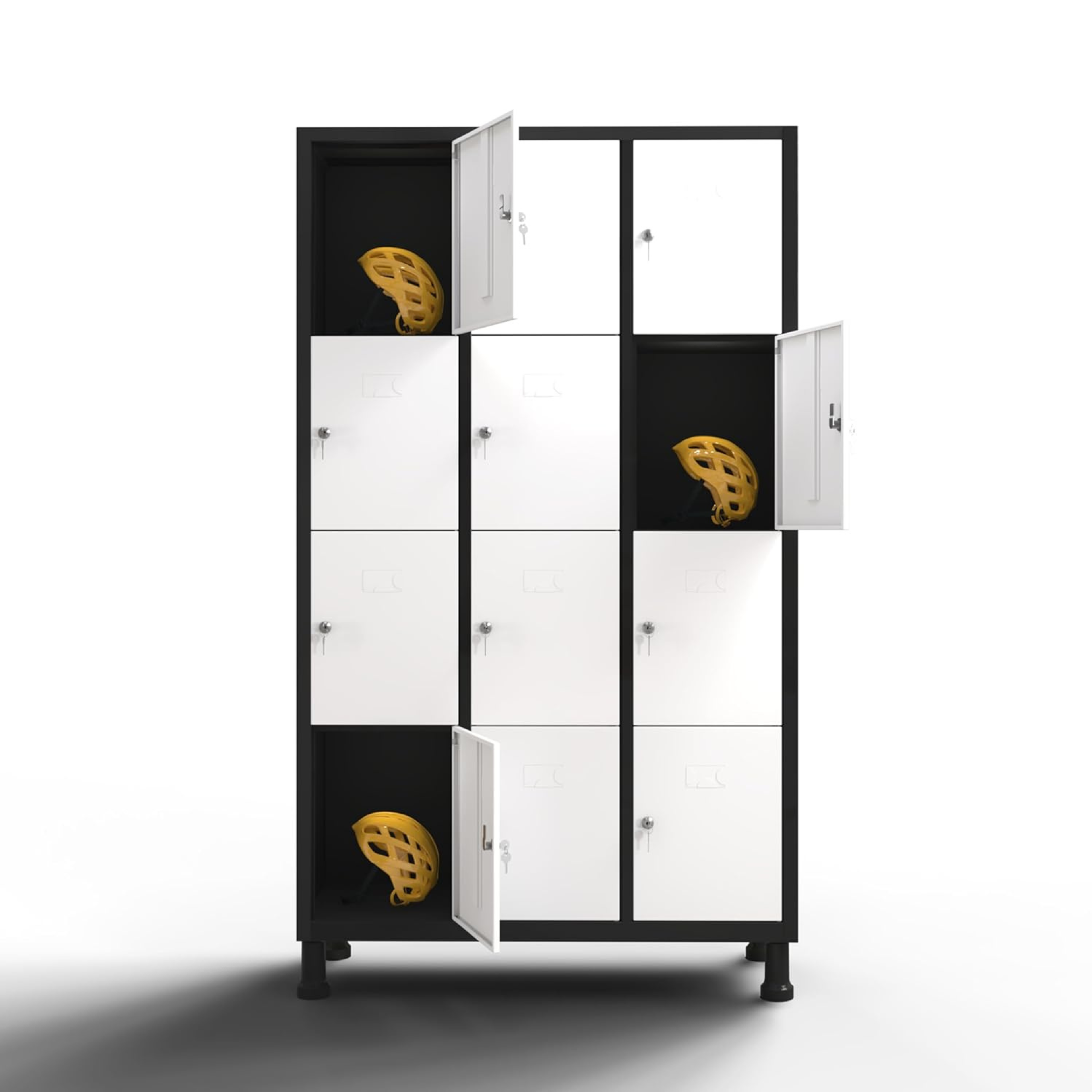 TwinThink Taquillas Vestuario. Color Blanco y negro. 180 x 97 x 40 cm Taquillas Metalicas de 12 Puertas Taquilla Metalica con Llave Taquillas Vestuario Metalicas