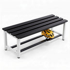 TwinThink Banco Vestuario Metálico para Gimnasio y Escuelas. Color Blanco y negro. 90 x 32 x 45 cm - imagen 1