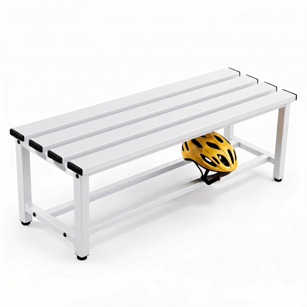 TwinThink Banco Vestuario Metálico para Gimnasio y Escuelas. Color Blanco. 90 x 32 x 45 cm - imagen 1