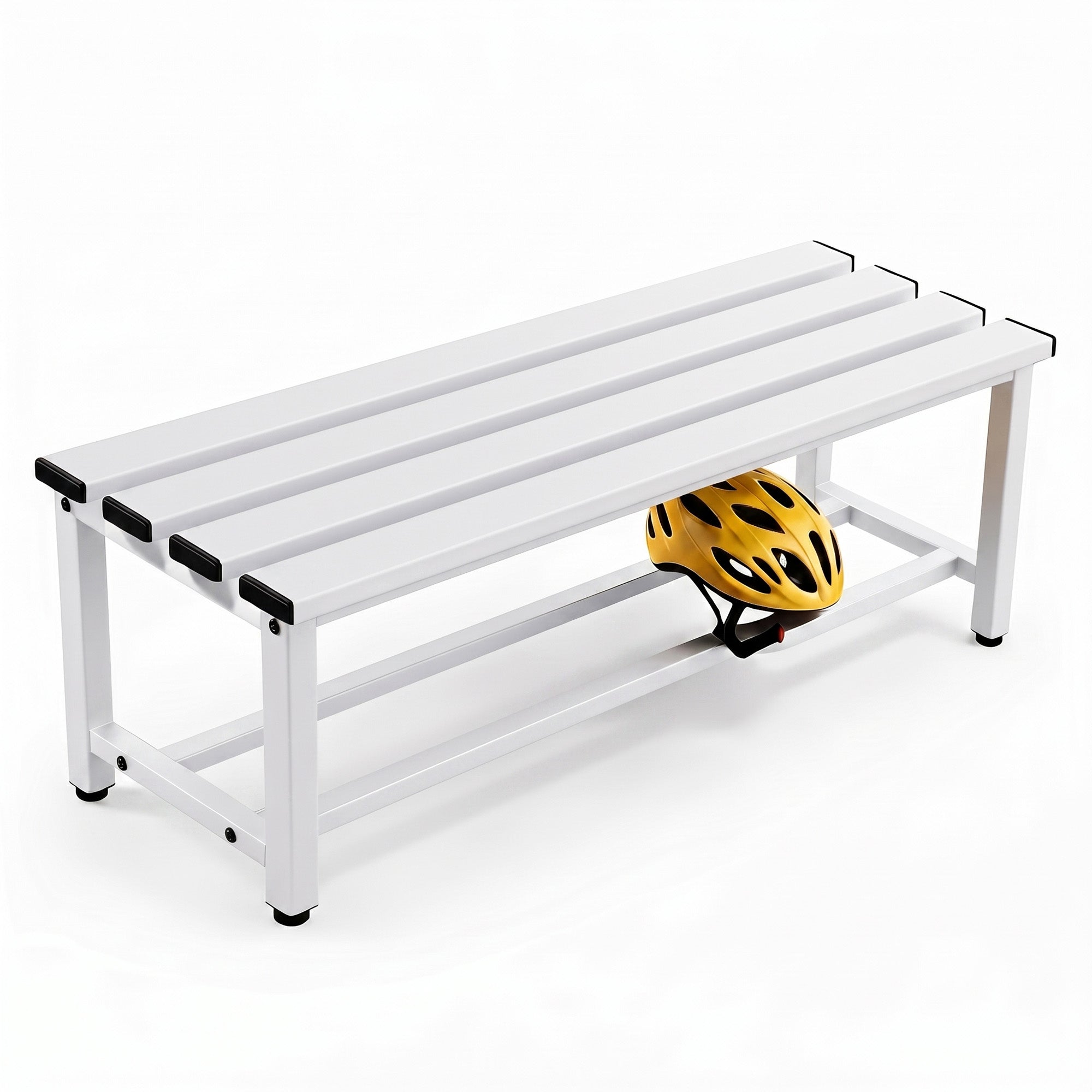 TwinThink Banco Vestuario Metálico para Gimnasio y Escuelas. Color Blanco. 90 x 32 x 45 cm - imagen 1