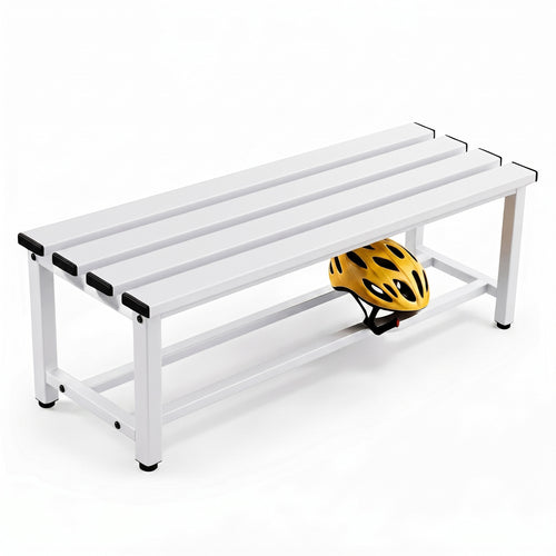 TwinThink Banco Vestuario Metálico para Gimnasio y Escuelas. Color Blanco. 90 x 32 x 45 cm - imagen 1