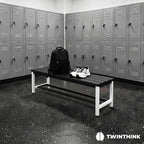 TwinThink Banco Vestuario Metálico para Gimnasio y Escuelas. Color Blanco y negro. 90 x 32 x 45 cm - imagen 2