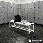 TwinThink Banco Vestuario Metálico para Gimnasio y Escuelas. Color Blanco. 90 x 32 x 45 cm - imagen 2