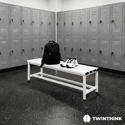 TwinThink Banco Vestuario Metálico para Gimnasio y Escuelas. Color Blanco. 90 x 32 x 45 cm - imagen 2