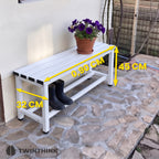 TwinThink Banco Vestuario Metálico para Gimnasio y Escuelas. Color Blanco. 90 x 32 x 45 cm - imagen 3