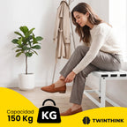 TwinThink Banco Vestuario Metálico para Gimnasio y Escuelas. Color Blanco. 90 x 32 x 45 cm - imagen 4
