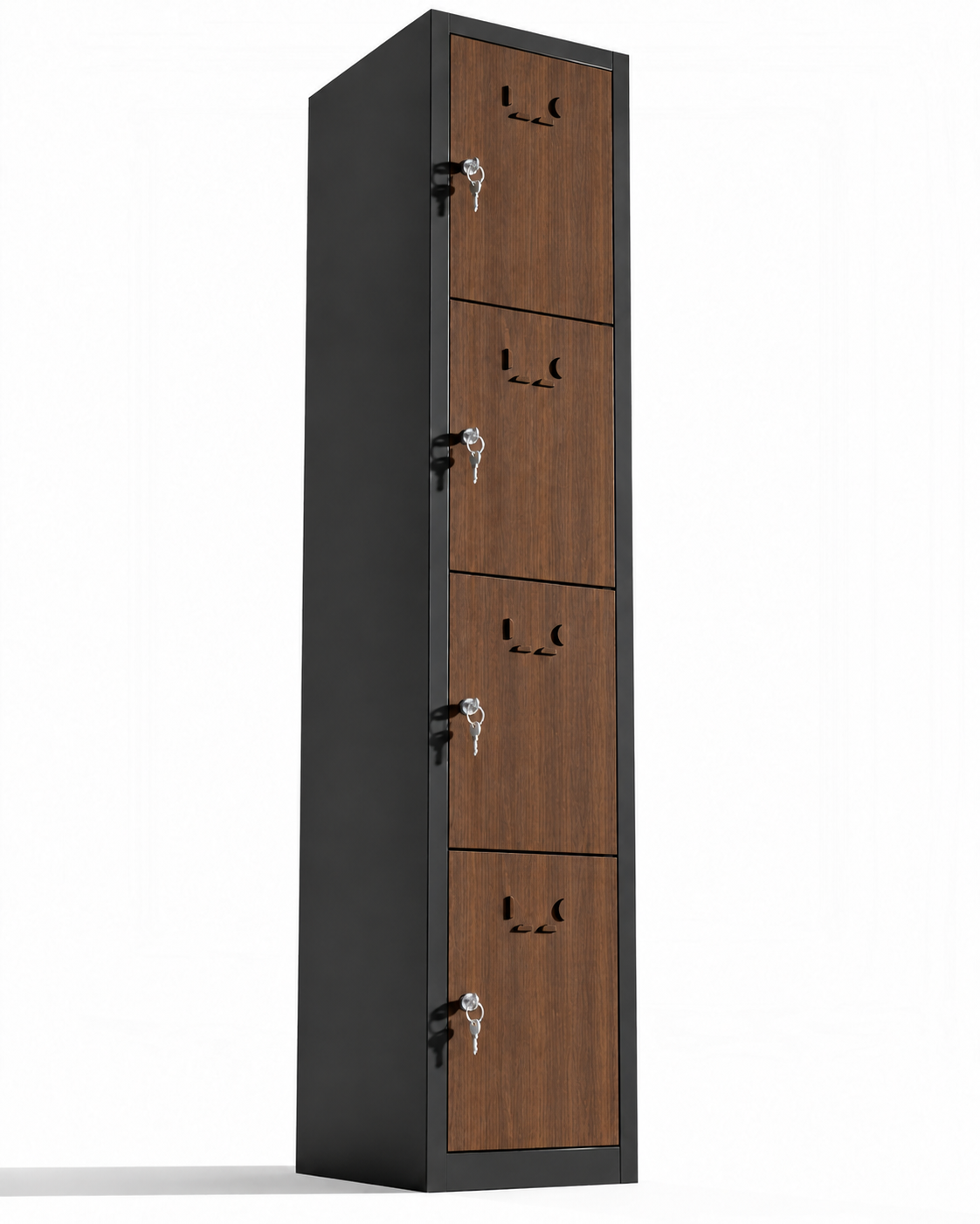 Armadietto metallico piccolo, 4 ante con chiave, 165×33×40 cm, montato