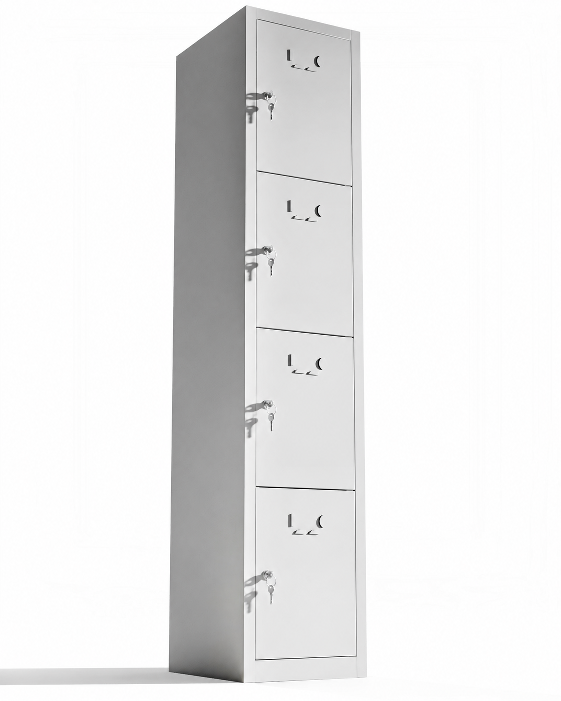 Kleine metalen locker, 4 deuren met sleutel, 165×33×40 cm, gemonteerd