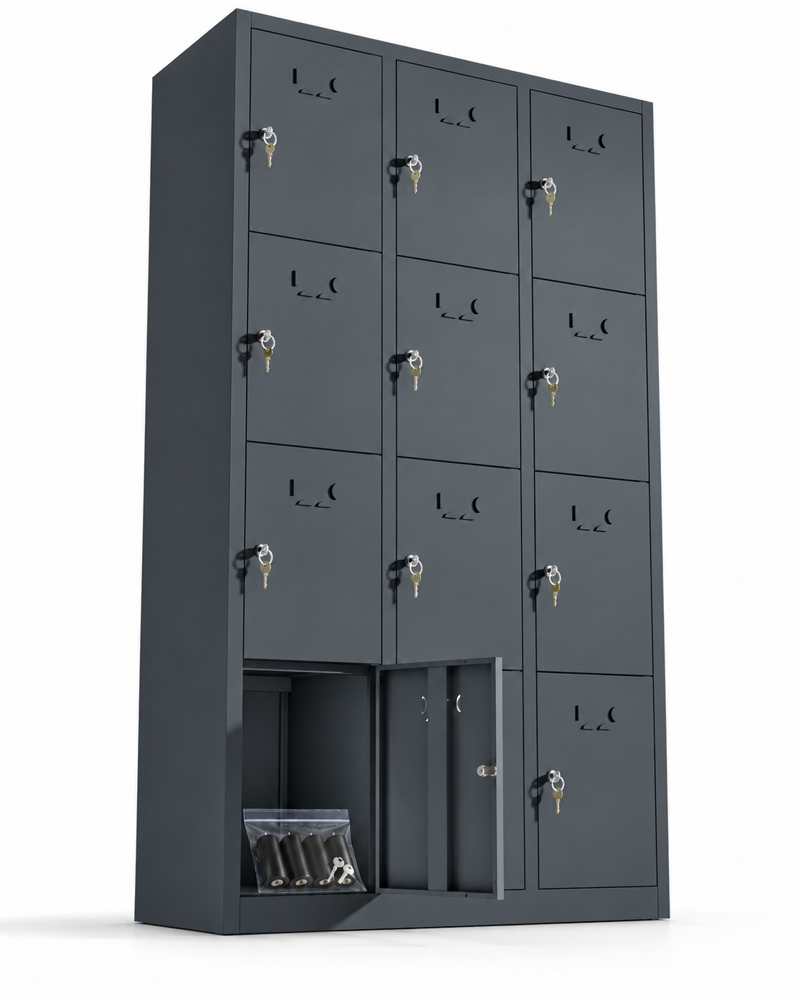 Metal locker, 12 doors with key, 177×97×40 cm, assembled