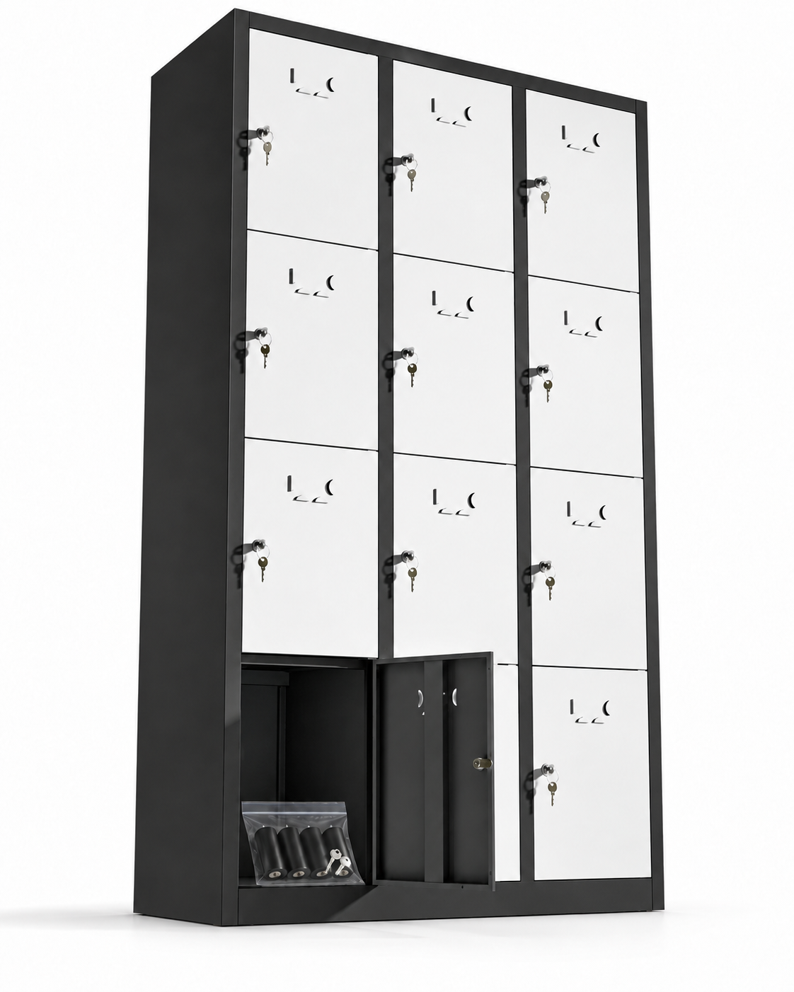 Metal locker, 12 doors with key, 177×97×40 cm, assembled