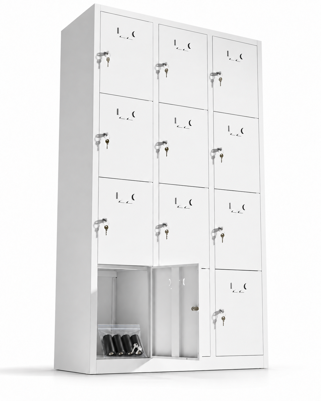 Metal locker, 12 doors with key, 177×97×40 cm, assembled