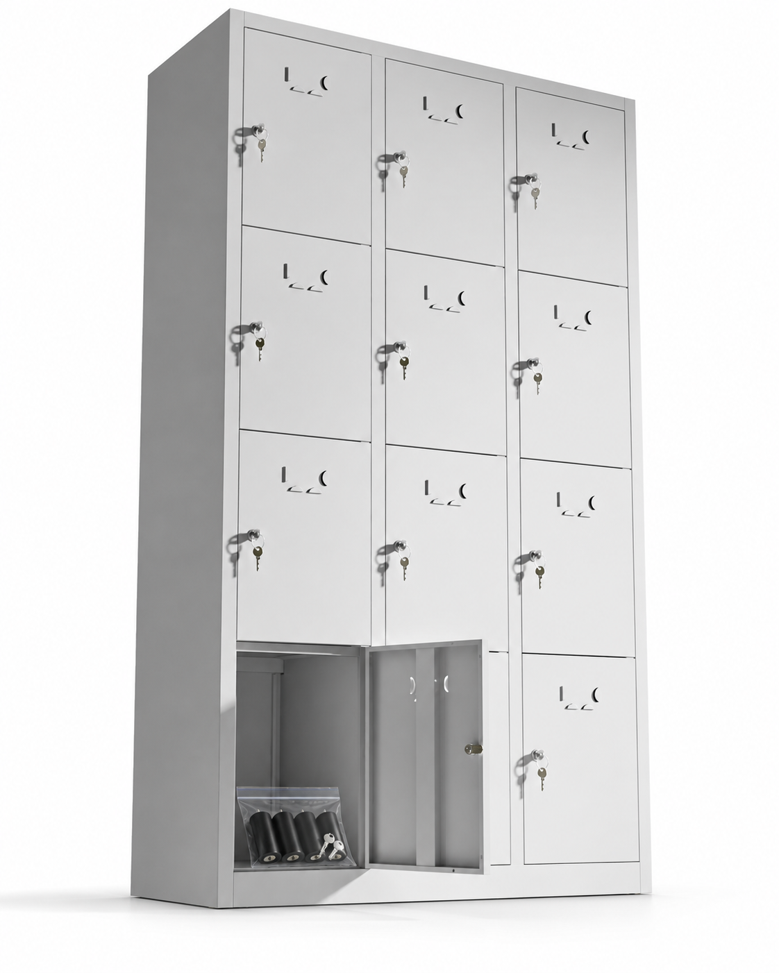 Metal locker, 12 doors with key, 177×97×40 cm, assembled