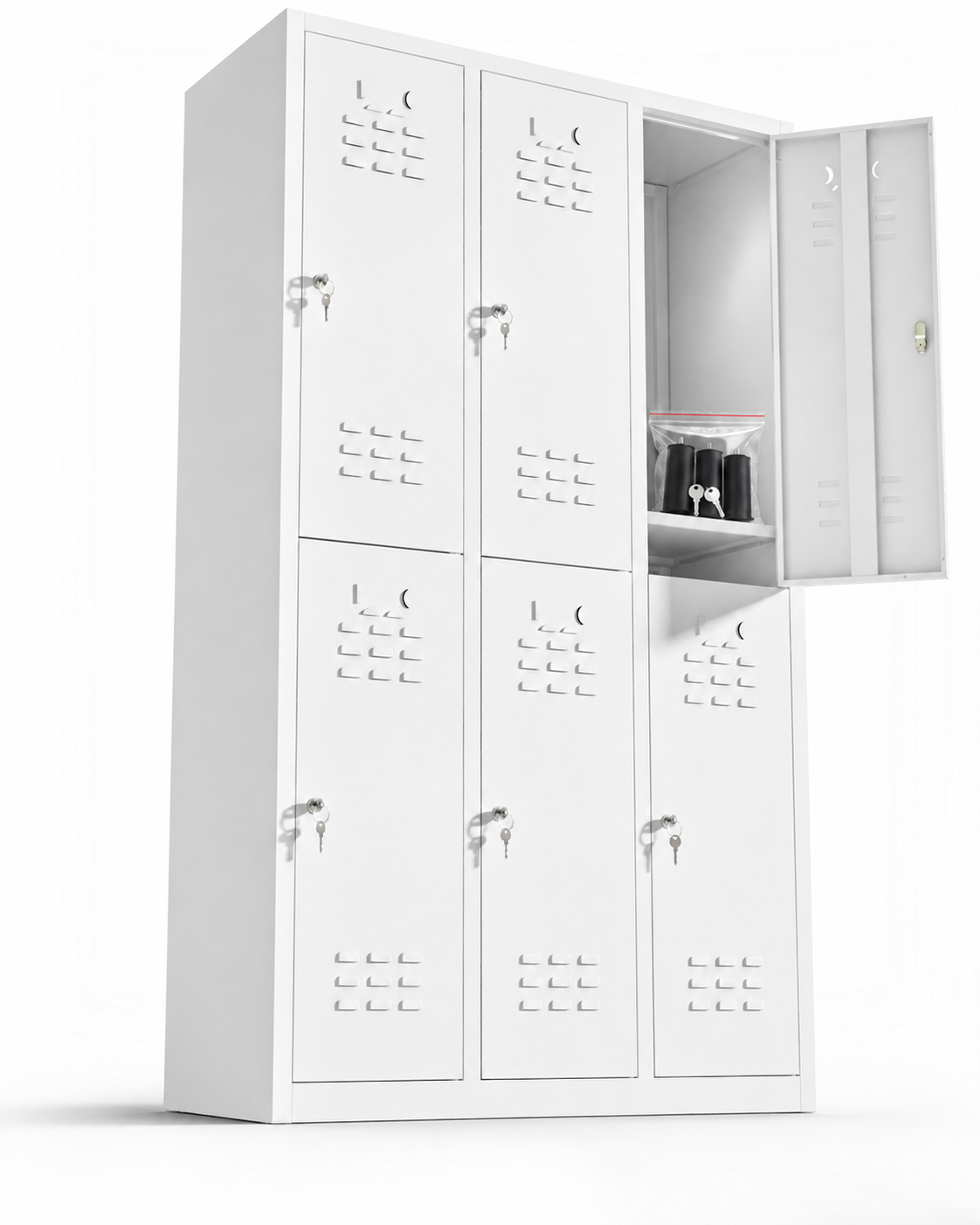 Metalen locker, 6 deuren met sleutel, 177×97×40 cm, gemonteerd