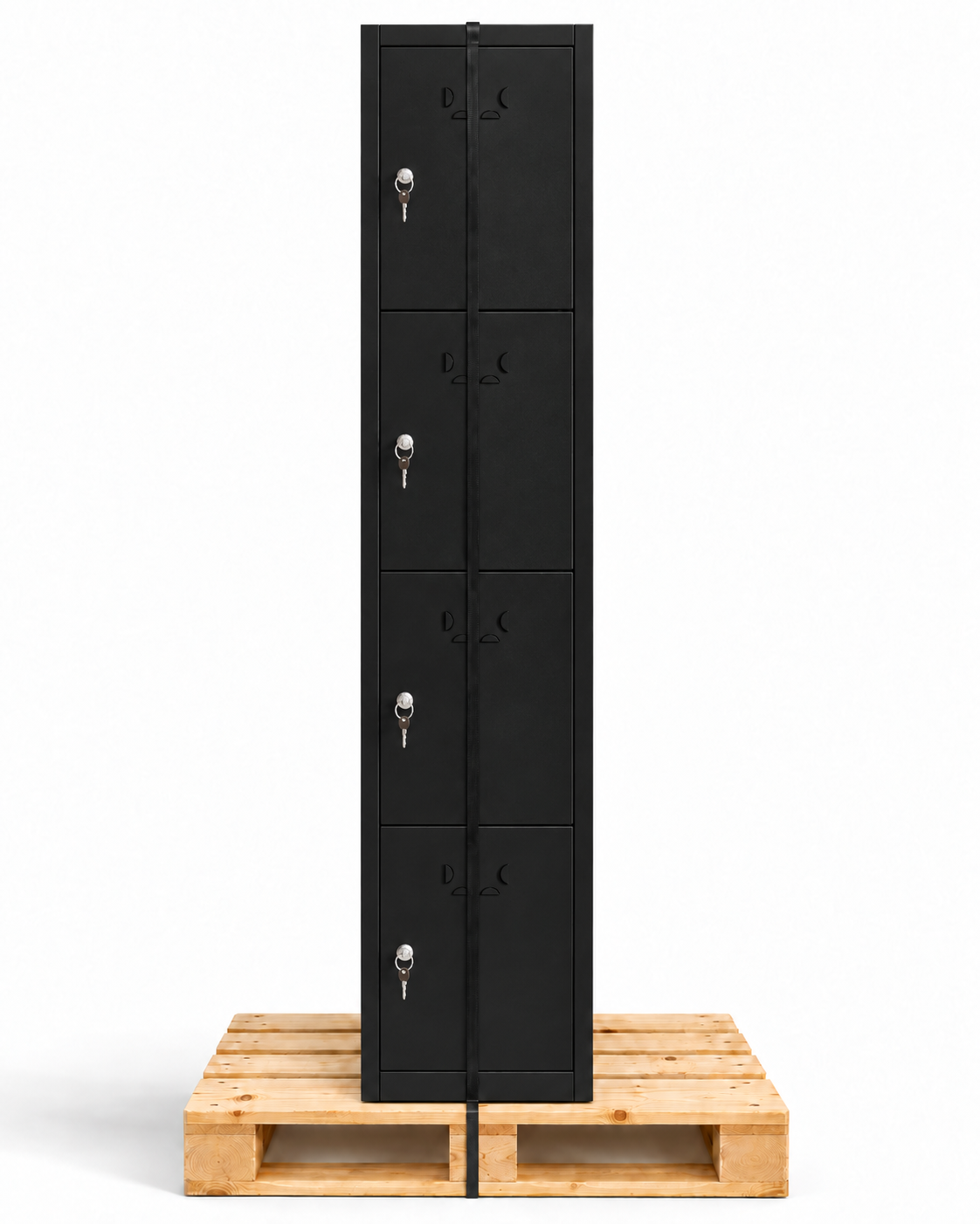 Small metal locker, 4 doors with key, 165×33×40 cm, assembled