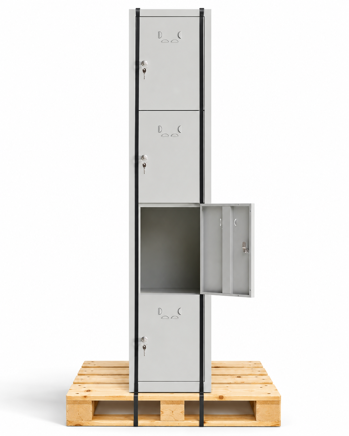 Taquilla metálica pequeña montada 4 puertas 165 x 33 x 40 cm