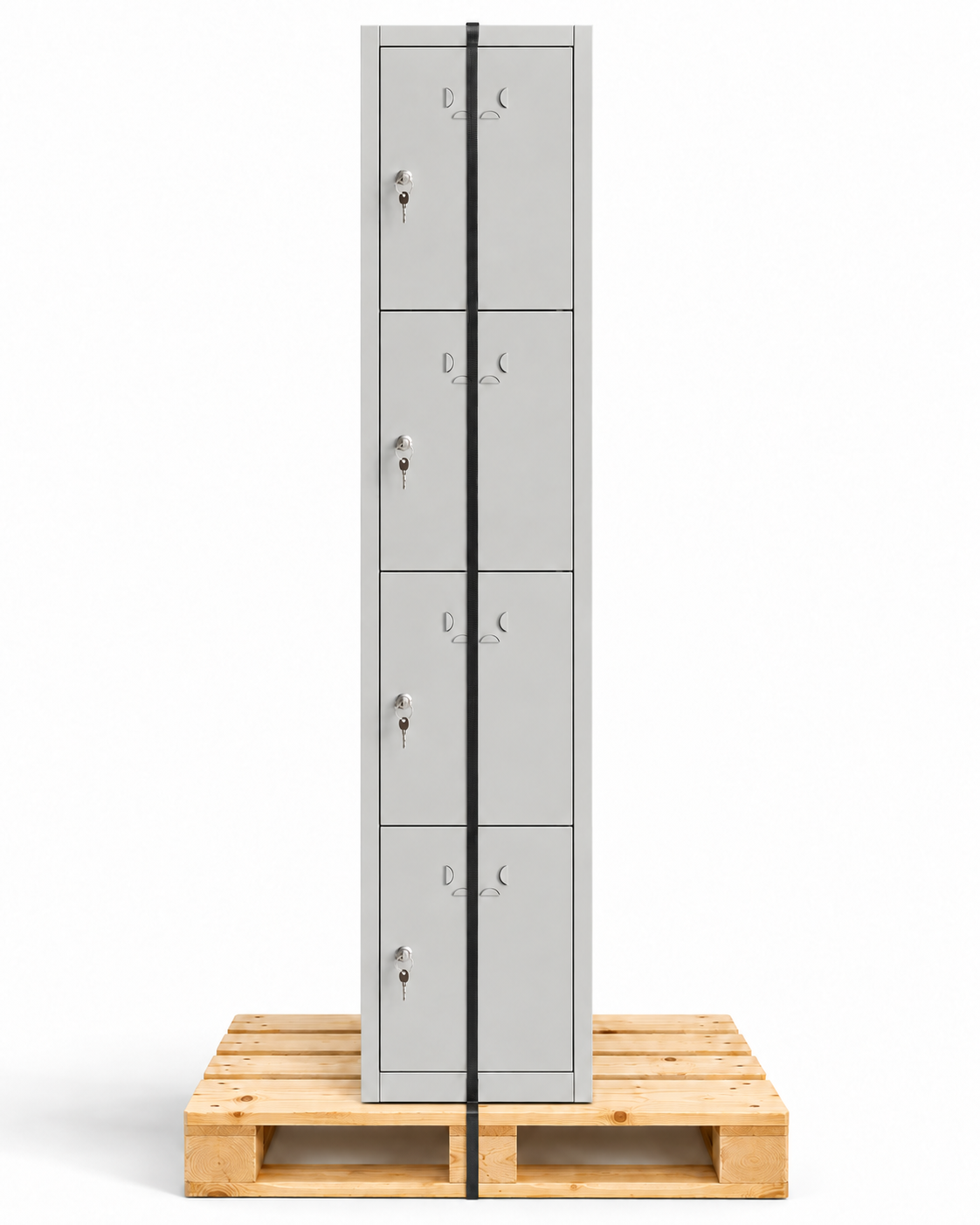 Kleine metalen locker, 4 deuren met sleutel, 165×33×40 cm, gemonteerd