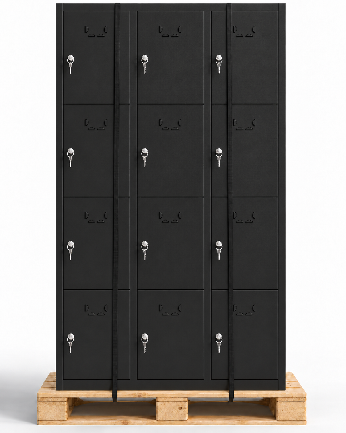 Vestiaire métallique, 12 portes avec clé, 177×97×40 cm, monté
