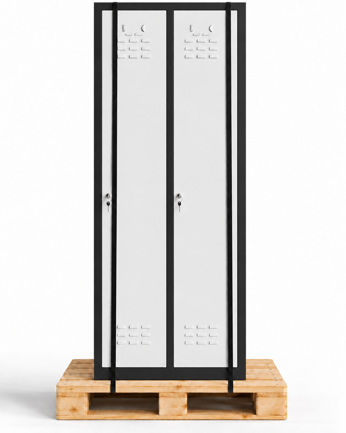 Vestiaire métallique, 2 portes avec clé, 177×65×40 cm, monté