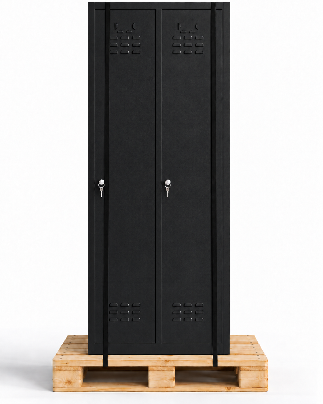 Vestiaire métallique, 2 portes avec clé, 177×65×40 cm, monté