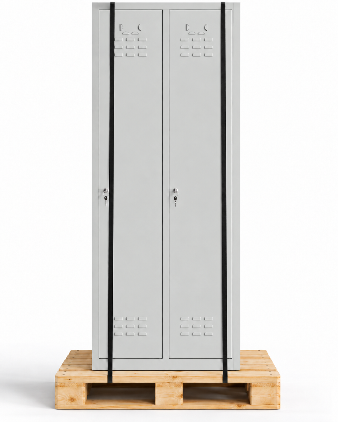 Cacifo metálico, 2 portas com chave, 177×65×40 cm, montado