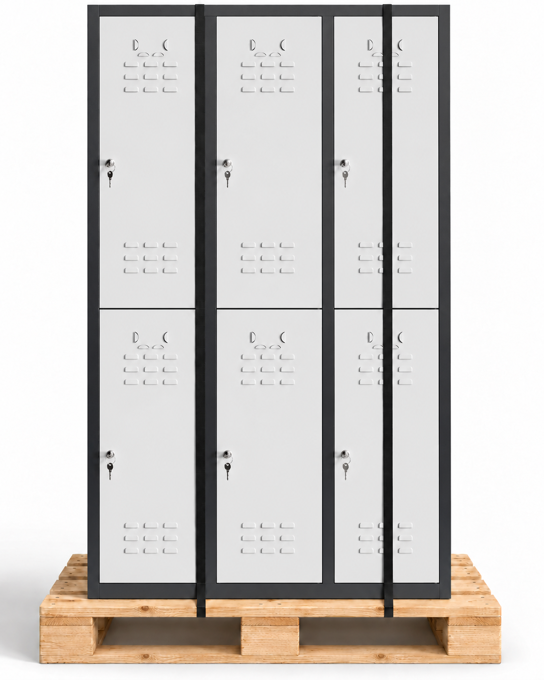 Metal locker, 6 doors with key, 177×97×40 cm, assembled