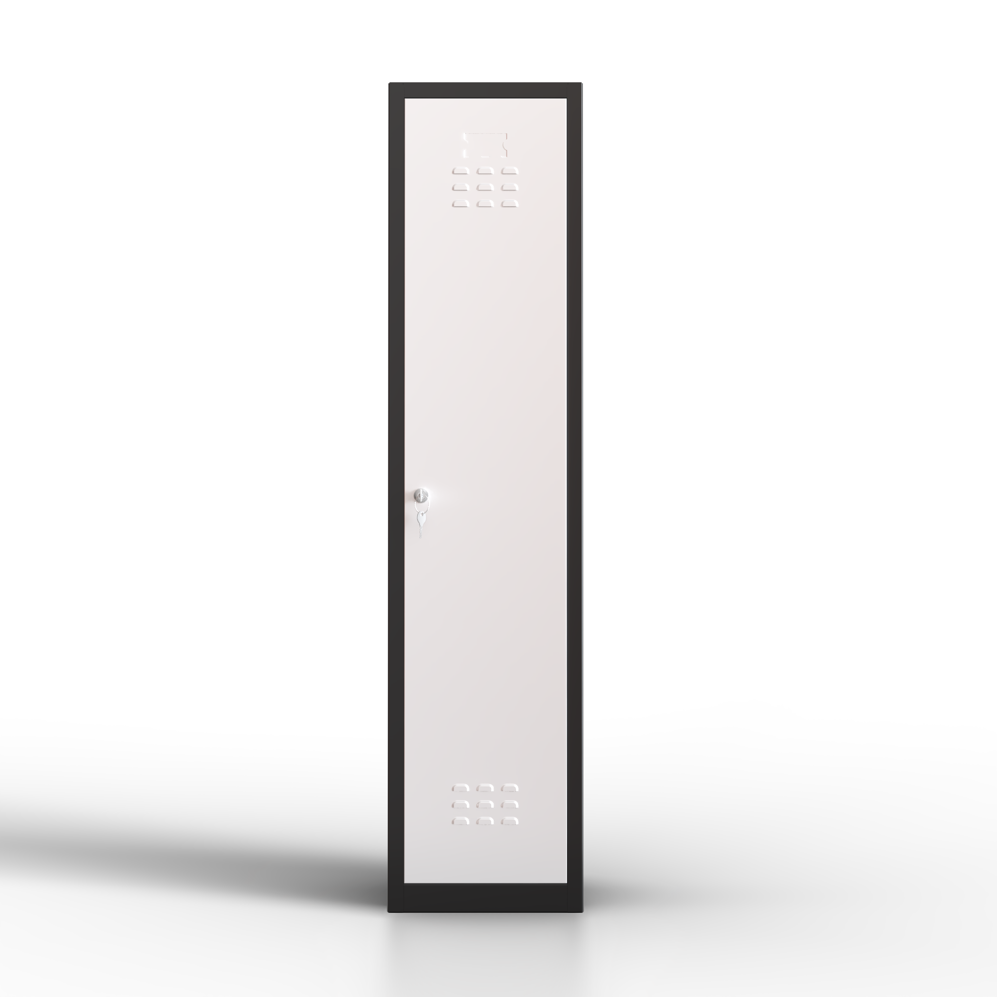 Taquilla metálica blanca TwinThink de 1 puerta, fabricada en acero con cerradura de llave, ideal para oficinas, gimnasios y colegios.