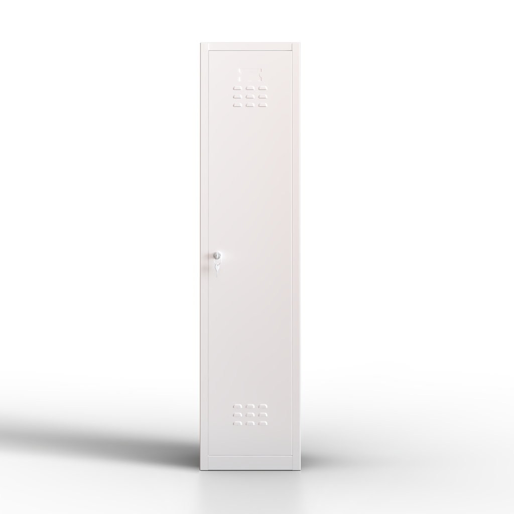 Taquilla metálica negra TwinThink de 1 puerta, con cerradura de llave y estante frontal, ideal para oficinas, colegios, vestuarios y gimnasios.