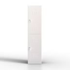 Taquilla metálica blanca de 2 puertas TwinThink, vista frontal con fondo transparente para catálogos y marketplaces.