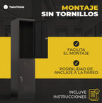 Taquilla metálica negra de 2 puertas TwinThink con sistema de montaje sin tornillos y posibilidad de anclaje a la pared.
