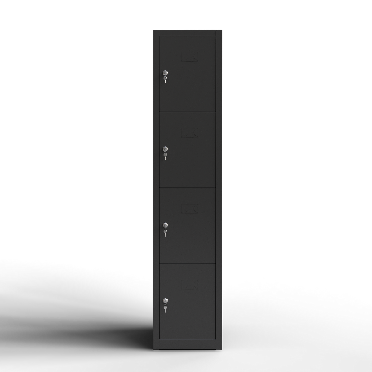 Taquilla metálica negra 4 puertas TwinThink vista frontal cerrada con cerradura de llave