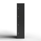 Taquilla metálica negra 4 puertas TwinThink vista frontal cerrada con cerradura de llave