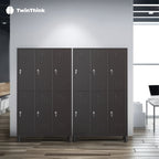 Taquilla metálica grande TwinThink de doble columna en color gris oscuro, con 12 puertas con cerradura y llaves, ideal para oficinas, gimnasios y espacios industriales.