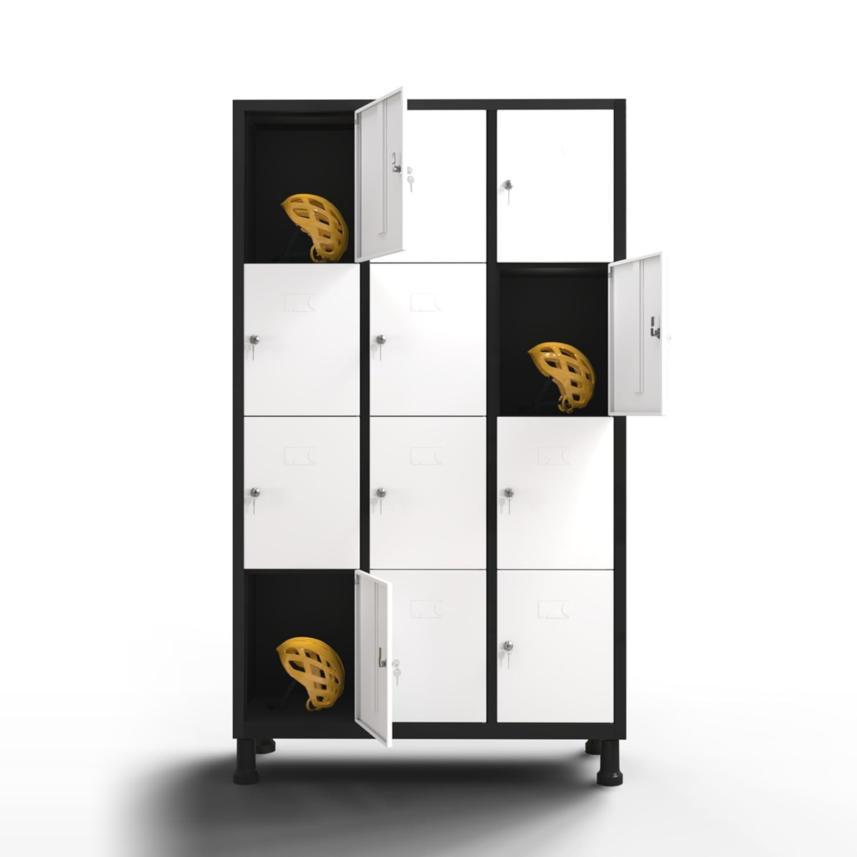 Taquilla metálica blanca y negra 12 puertas 177 x 97 x 40 cm TwinThink – imagen 1