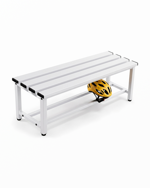 TwinThink Banco Vestuario Metálico para Gimnasio y Escuelas. Color Blanco. 90 x 32 x 45 cm