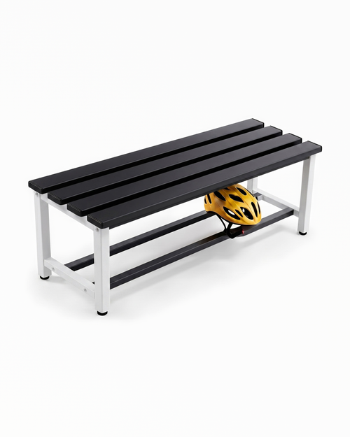 TwinThink Banco Vestuario Metálico para Gimnasio y Escuelas. Color Blanco y negro. 90 x 32 x 45 cm