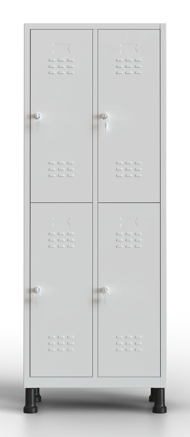 Taquilla metálica de 4 puertas en gris Urban Grey, vista frontal