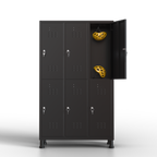 Taquilla metálica TwinThink de 6 puertas gris con llaves, estantes ampliables hasta 6, opción de personalización de almacenamiento.